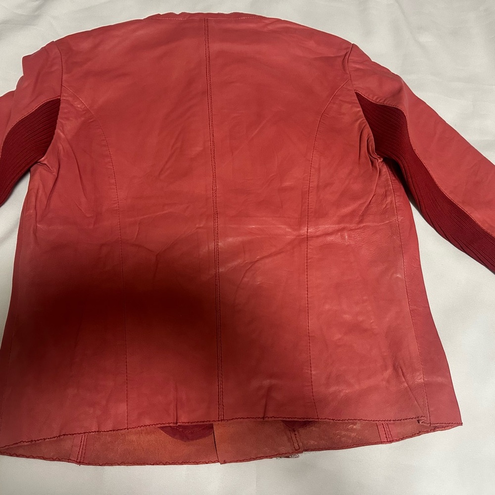 Women's Red Jacket real Leather Lamb size large Jaye E. NWT zipper pockets - Picture 11 of 16